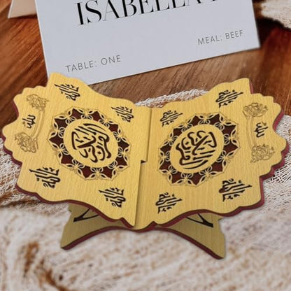 Wooden Eid Islamic Book Shelf, Small Wooden Recipe Stand for Ramadan Bible Holder Kuran Quran Koran Holy Book Stand - color: B