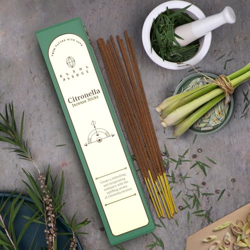 KarmaPledge Citronella Incense Sticks, Burn Time 45-60 Min, 40 Sticks - color: Citronella, size: 40 Hand Dipped Sticks