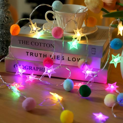 ChiRee Colroful Star Lights with Pom Poms - color: Colorful