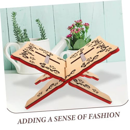 PRETYZOOM Elegant Quran Book Stand Sturdy Carved Reading Holder for Study Room Versatile Display for Quran Recitation and Decorative Items