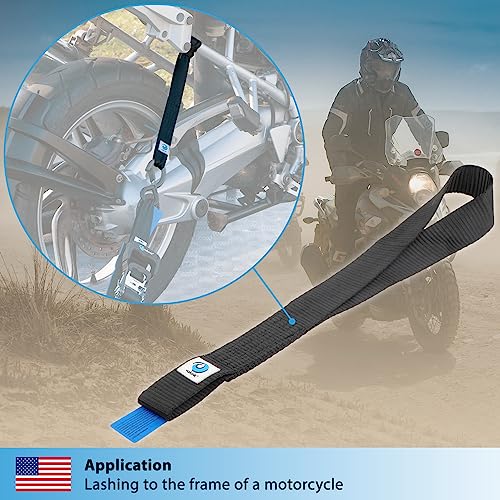 valonic Condor - Soft Loop tie Down Straps Heavy Duty - 4 Pack, 7716lbs, 1.4" x 18", Double Stitched, Black - for Motorcycle Handlebar