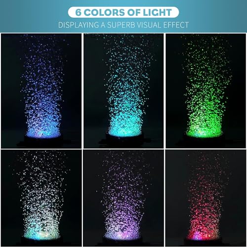Pawfly 2 Inch Aquarium Air Stone Disc with LED Light Fine Bubbler Diffuser with Tubing for Fish Tank (Pump not Included)