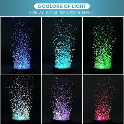 Pawfly 2 Inch Aquarium Air Stone Disc with LED Light Fine Bubbler Diffuser with Tubing for Fish Tank (Pump not Included)