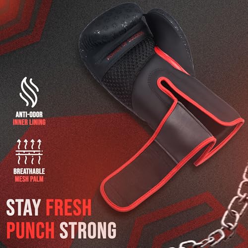 Twisto Boxing Gloves Black Rox - Pro Training & Sparring, Maya Hide Leather, Muay Thai, MMA, Kickboxing, Men, Women, Adults, Heavy Punching Bag, Focus Mitts, Pads,10oz 12oz 14oz 16oz - color: Red, size: 12 oz