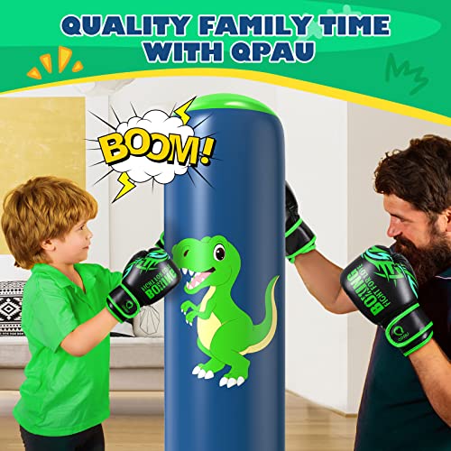 QPAU Inflatable Punching Bag, 48 Inch Stable Inflatable Boxing Bag for 3-6 Kids,Dinosaur Toy & Gifts for Boys and Girls, Kids Boxing Set for Practicing Karate, Taekwondo - color: Dinosaur Green