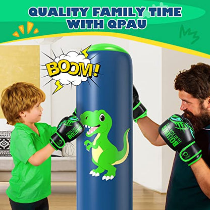 QPAU Inflatable Punching Bag, 48 Inch Stable Inflatable Boxing Bag for 3-6 Kids,Dinosaur Toy & Gifts for Boys and Girls, Kids Boxing Set for Practicing Karate, Taekwondo - color: Dinosaur Green