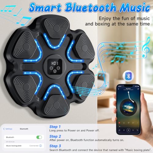 Music Boxing Machine, Interactive Punching Trainer with Boxing Gloves, Large Size Wall Mounted Electronic Boxing Target for Adult Kids, 9 Modes & 9 Speeds - color: ‎black-kid