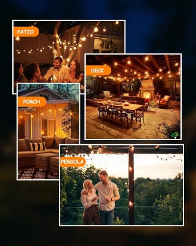 Svater Outdoor String Lights LED 60 FT G40 Patio Globe Light Waterproof - size: 60FT