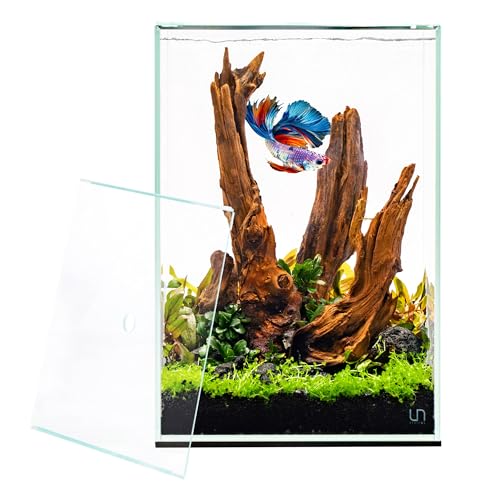 Ultum Nature Systems Prism Rimless Glass Aquarium - Cube Tank with Mitered Lid, Tall Nano Fish Tank for Home & Office - UNS Prism, 30TM - size: 11.81 x 11.81 x 17.72 inches