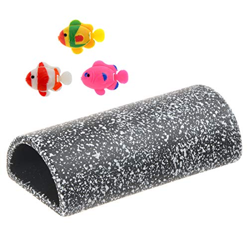 Saim Ceramic Fish Spawning Cave Aquarium Plecos Cave Hideout Shelter Shrimp Fish Breeding Cave Fish Tank Decor Ornaments with 3 Fish Decorations for Fish to Rest Hide and Play