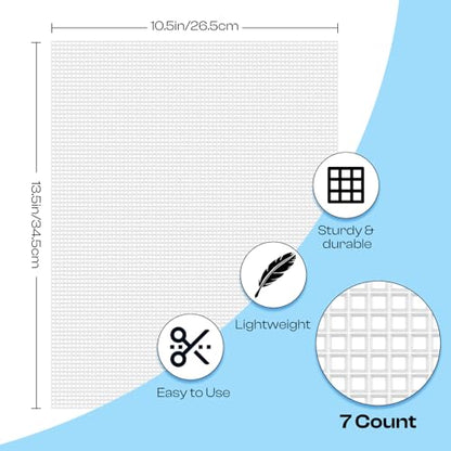 Caydo 20 Pieces 7 Count Plastic Mesh Canvas Sheets, Eye Mesh 10.5x13.5 Inch | for Therian Mask, Acrylic Yarn Crafting, Knit Crochet Projects and Make Aquarium Dividers - color: Clear White - 20pcs
