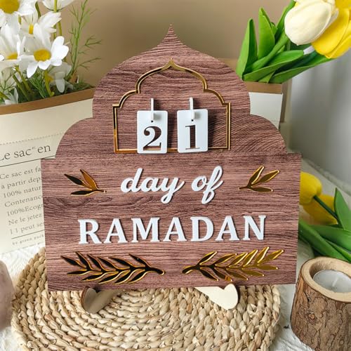 Ramadan Countdown Calendar 2026, Ramadan Decorations for Home, Wooden Eid Mubarak Ramadan Advent Calendars for Islamic Muslim Gift Date Tracker Table Decor - زينة رمضان كريم ديكور