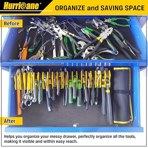 HURRICANE Plier Organizer Rack, 10-Slot Pliers Cutters Rack with Non-Slip Rubber Base, Tool Drawer Toolbox Organizer and Storage, Extendable Design, Fit 3” H, 1 Pack, Yellow - color: yellow