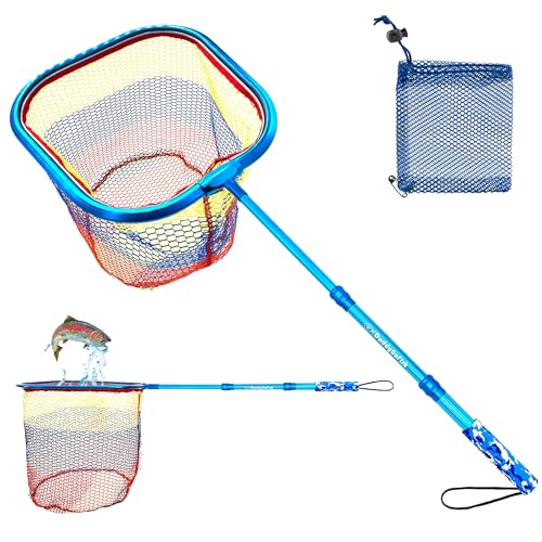 Kids Fishing Net - Extendable Telescopic Landing Net for Boy Girl Children Catching Small Fish Crab Shrimp Minnow Dragonfly Beach Pier Lake River Ocean - color: Style 3 (Blue)