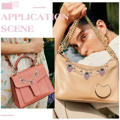 UNICRAFTALE Purse Chain Strap Replacement 8 Inch Short Chain Straps Enamel Charm Bag Handle with Buckle Extender - color: Golden/Pink