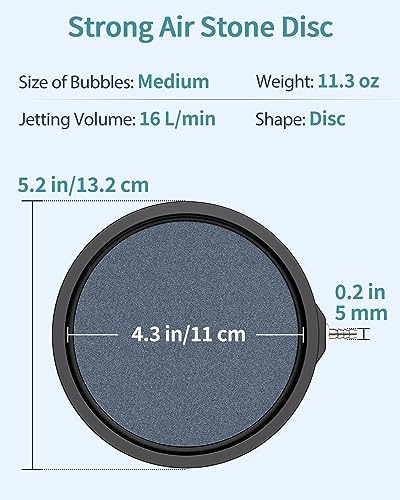 Pawfly Aquarium Air Stone Disc for Air Pump 5 Inch Fish Tank Air Stone Bubbler Bubble Release Tool Oxygen Diffuser for Fish Tanks Buckets Small Ponds and DWC Systems - size: 5 inch