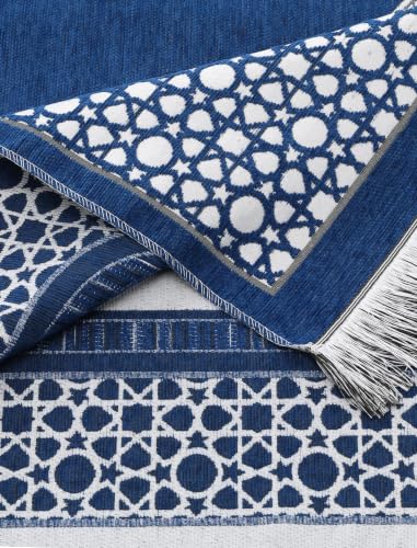 Islamic Prayer Rug Elegant Masjid Pattern Thin Mat Muslim Portable Blanket Ramadan Eid Gift Rug Turkish Prayer Carpet - Navy 1pc - color: 1pc Navyc