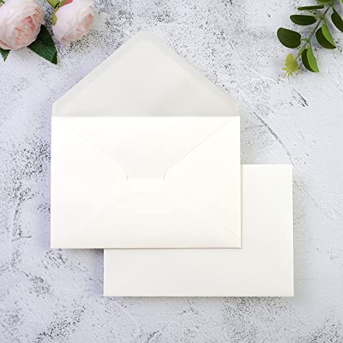 PONATIA 50 Pack A7 Envelopes, 5.25 x 7.25'' Shimmer Ivory Envelope - color: Ivory Sparkle