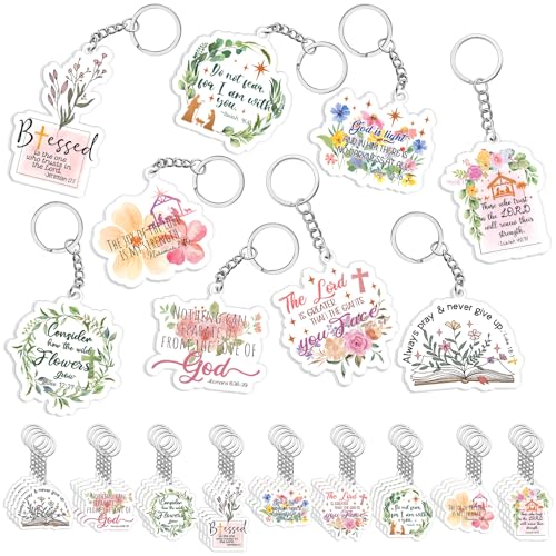 Henoyso 36 Pcs Christian Keychains Bulk Jesus Cross Bible Verse Key Chains for Women Mother's Day Religious Gift Vbs Prizes Baptism Scripture Church Party Favors (Bible Verse) - style: Bible Verse