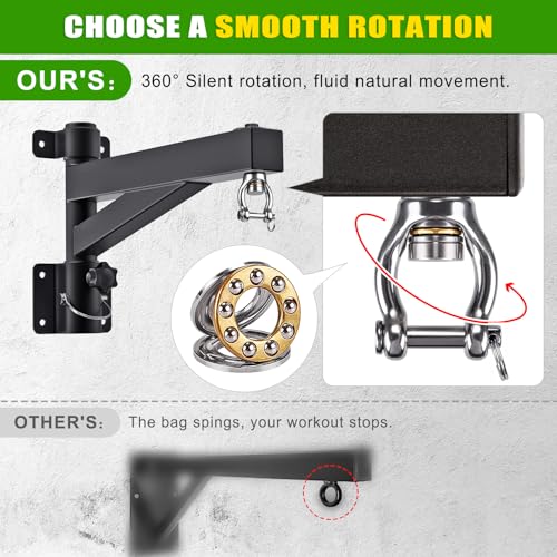 Kipika Heavy Bag Hanger Wall Mount Punching, Rotatable Heavy Duty Boxing Bag Bracket for Home Gym Indoor, Adjustable Length for Kickboxing Bag, Muay Thai Bag,Speed Bag - color: ‎B- Length 17"
