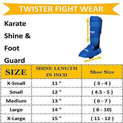 Twister Muay Thai, Boxing, Kickboxing,Karate, Taekwondo, MMA Shin & Instep Padded Guards, Shin in Steps, Shin Guards - color: BLUE, size: X-Small