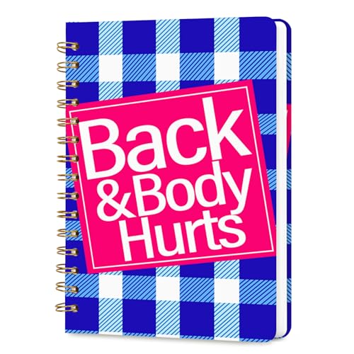 Lined Spiral Journal Notebook, A5 College Ruled Spiral Notebook for Women, Hardcover with Elegant Design for Work and Note-Taking, 5.5 * 8.25 inch, Back & Body Hurts - color: Back