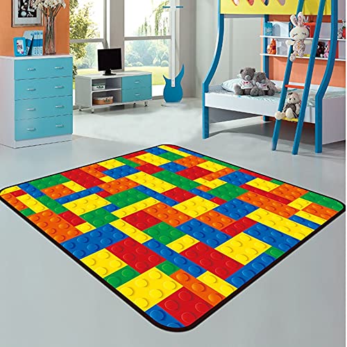 Toy Print Kids Carpet Dot Building Blocks Rugs For Bedroom Boy 3D Carpet Colorful Bricks Game Living Room Carpet Cartoon carpet machine washable (Size : 120x120cm (47x47inch))
