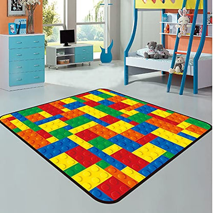 Toy Print Kids Carpet Dot Building Blocks Rugs For Bedroom Boy 3D Carpet Colorful Bricks Game Living Room Carpet Cartoon carpet machine washable (Size : 120x120cm (47x47inch))