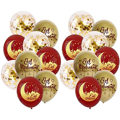 18pcs Eid Mubarak Balloons, Ramadan Mubarak Latex Balloons, Moon Ramadan Balloon Eid Decorations for Home, Parties, Evenings and Gatherings Supplies
