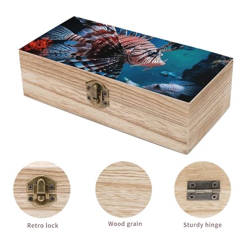 Wooden Storage Box Fish in Fish Tank Jewelry Boxes With Hinged Lid Keepsake Box Decorative Boxes For Keepsake,Home Decoration