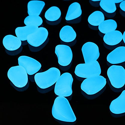 Shiny Stone 120pcs Glow in The Dark Aquarium Pebbles, Sky Blue | Fish Tank Rocks, Glowing Gravel, Luminous Stones, For Aquarium Succulent Garden - color: Sky Blue