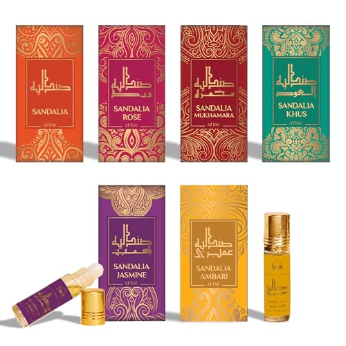 Dukhni Sandal Attar Set 6 x 6ml Roll on Perfume Oils | Islamic Gifts