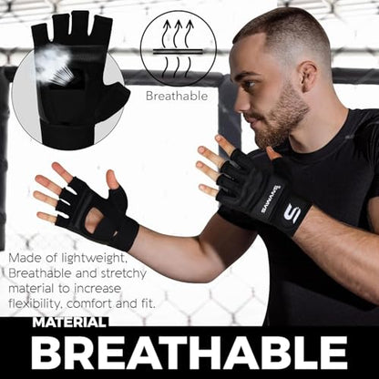 SAWANS MMA Gloves Karate Mitts Punch Bag Boxing Gloves Martial Arts Combat Taekwondo Kickboxing Mitts Fighting Grappling Training for Womens Mens Adults - size: Large