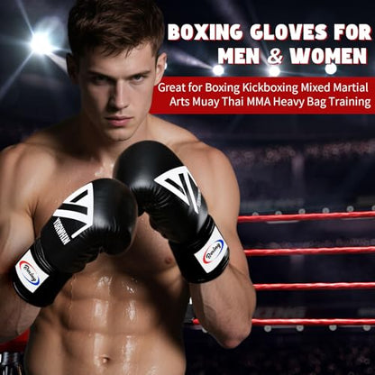 Boxing Gloves for Men Women, Training Sparring Boxing Gloves, Heavy Punching Bag Workout Gloves for Boxing Kickboxing Muay Thai Mixed Martial Arts MMA Training - color: Black(2pack)