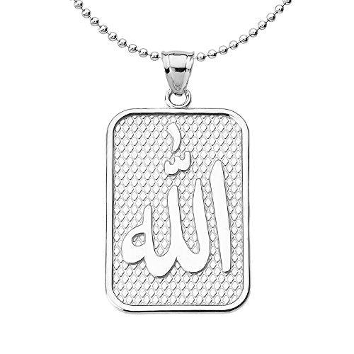 Middle Eastern Jewelry Engravable Islamic Arabic Script Allah Pendant Necklace in Sterling Silver