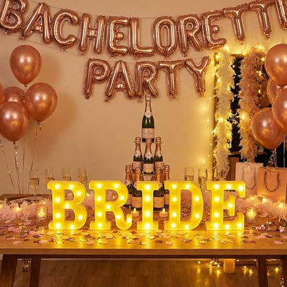 Aurelema Sukkot Large LED Letter Sign LED Lights Battery Powered Table Decoration for Party Gift Tabletop Decoration(Bride) - size: 8.27 inches, style: Bride