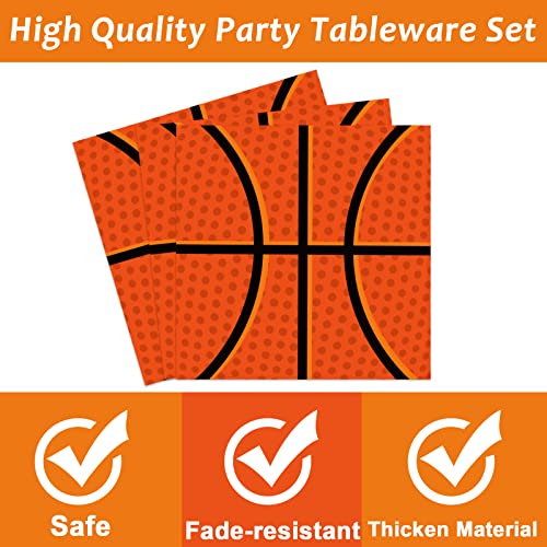 96Pieces Basketball Tableware Set Sport Party Disposable Plates Napkins Fork Basketball Birthday Party Decorations For Teenagers Kids Boys Baby Basketball Team Party Supplies Serves 24 Guests - style: Basketball