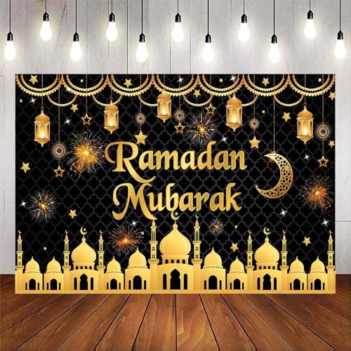 VanillaBay Ramadan Mubarak Backdrop Eid Mubarak Muslim Banner Photo Backdrops Ramadan Kareem Party Decorations Supplies Photography Background 70.8x43.3in