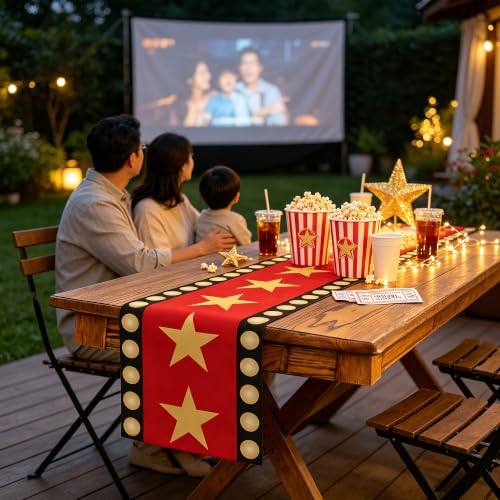 Movie Night Table Runner 13x72 Inch, Hollywood Stars Awards Dresser Scarf - color: Movie Night-2