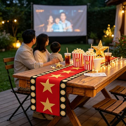 Movie Night Table Runner 13x72 Inch, Hollywood Stars Awards Dresser Scarf - color: Movie Night-2