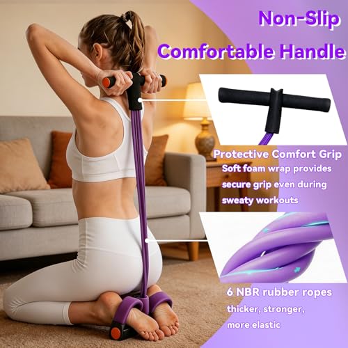 Pedal Resistance Band with Handle, Resistance Bands with Handles, Multifunctional Pedal Resistance Band, 6-Tube Yoga Stretch Bands for Exercise