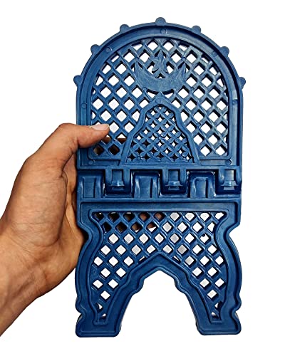 Rahel Holy Book Stand for Pooja puja Gita Quran Bible Stand Holder. Folding Religious Plastic Prayer Wooden Book (Large, Blue) - color: Blue