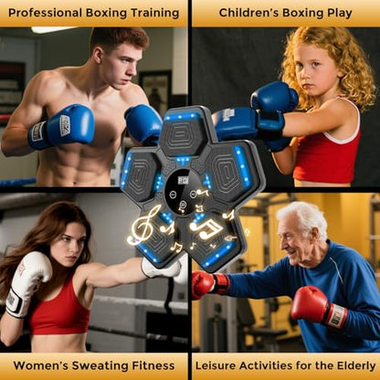 LOLBOX 2026 Music Boxing Machine for Adults and Kids, Smart Bluetooth Boxing Training Equipment with Gloves Wall Mounted, Workout Punching Machine for Home,Office and Gym - color: Jet Black