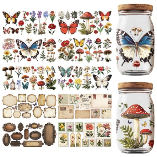 10 Sheets UV DTF Cup Wraps, 10 Styles Vintage Style Stickers Cartoon Rub on Decals Waterproof Transfer Stickers for Glass Cups Wood Crafts - style: Retro