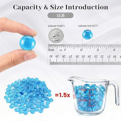 FUTUREPLUSX 1 LB Light Blue Flat Glass Marbles, Glass Pebbles Vase Fillers | Glass Beads, Rocks Fish Tank Aquarium Decor, Table Centerpieces Scatter and DIY Crafts - color: Light Blue-2