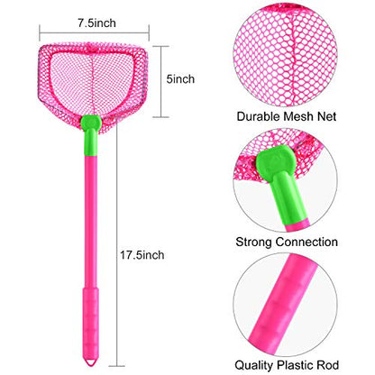 4 Pieces Fishing Net Catching Bug Fish Butterfly Nets Beach Toys for Kids Outdoor Playing (Green, Rose Red) - color: Green, Rose Red