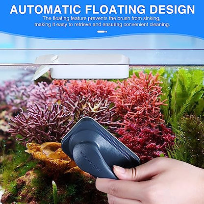 fishkeeper Aquarium Strong Magnetic Glass Cleaner Brush, Fish Tank Algae Magnet Cleaning Tool with 2 Detachable Scrapers, Mag Float Scrubber for 0.25-0.375Inch Glass and Acrylic Tanks | Magnetic Fish Tank Cleaner Brush with 2 Scrapers, Self-floating Mag F