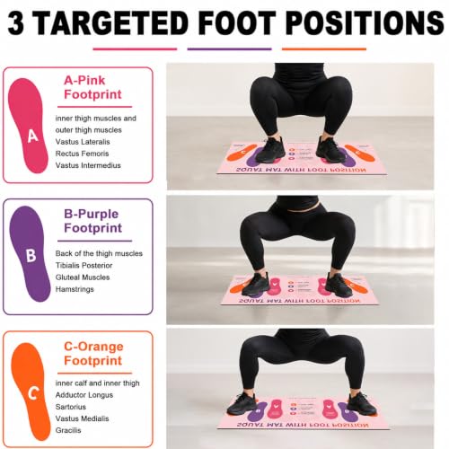 Squat Mat with Foot Position,Non-Slip Workout Mat for Squat & Leg Exercises - color: Rose