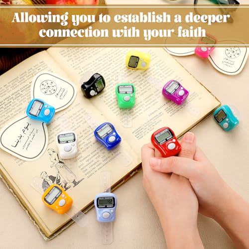 Relaxweex 12 Pack Electronic Finger Tasbeeh Counter Eid Al Adha Gift Eid Mubarak Party Favor with Mubarak Inspiration Card Islamic Prayer Tally Tasbeeh Counter Ring Prayer Ring - style: Fresh