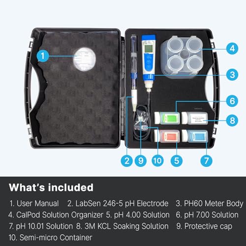 Apera Instruments PH60-MS Handheld pH Meter Tester Kit with LabSen 246-5 ATC Semi-Micro pH Electrode for Lab-Grade pH Measurement in Small Volume or Test Tubes - style: For Small-Volume Test